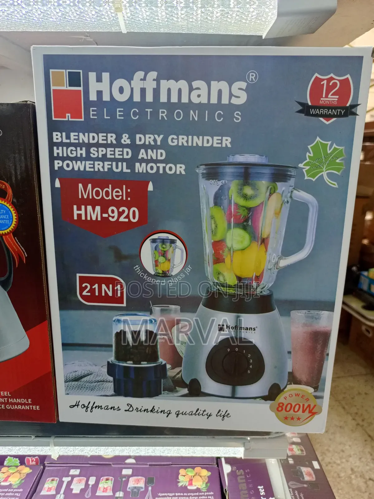 Hoffmans Hm-920. Blender Dry Grinder - Silver/Black