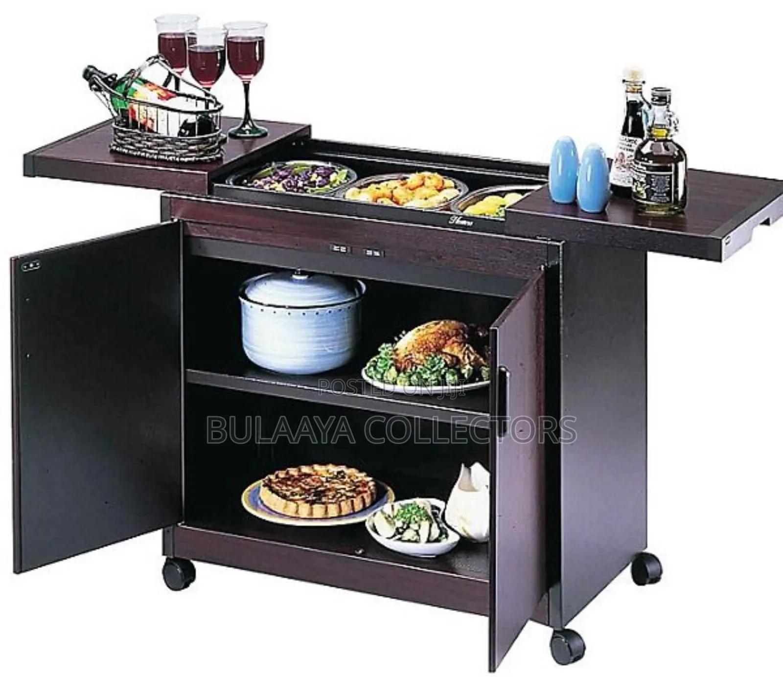 Philips Hostess Trolley Food Warmer/Grill in a Wood-Effect Finish.