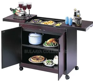 Philips Hostess Trolley Food Warmer/Grill in a Wood-Effect Finish.
