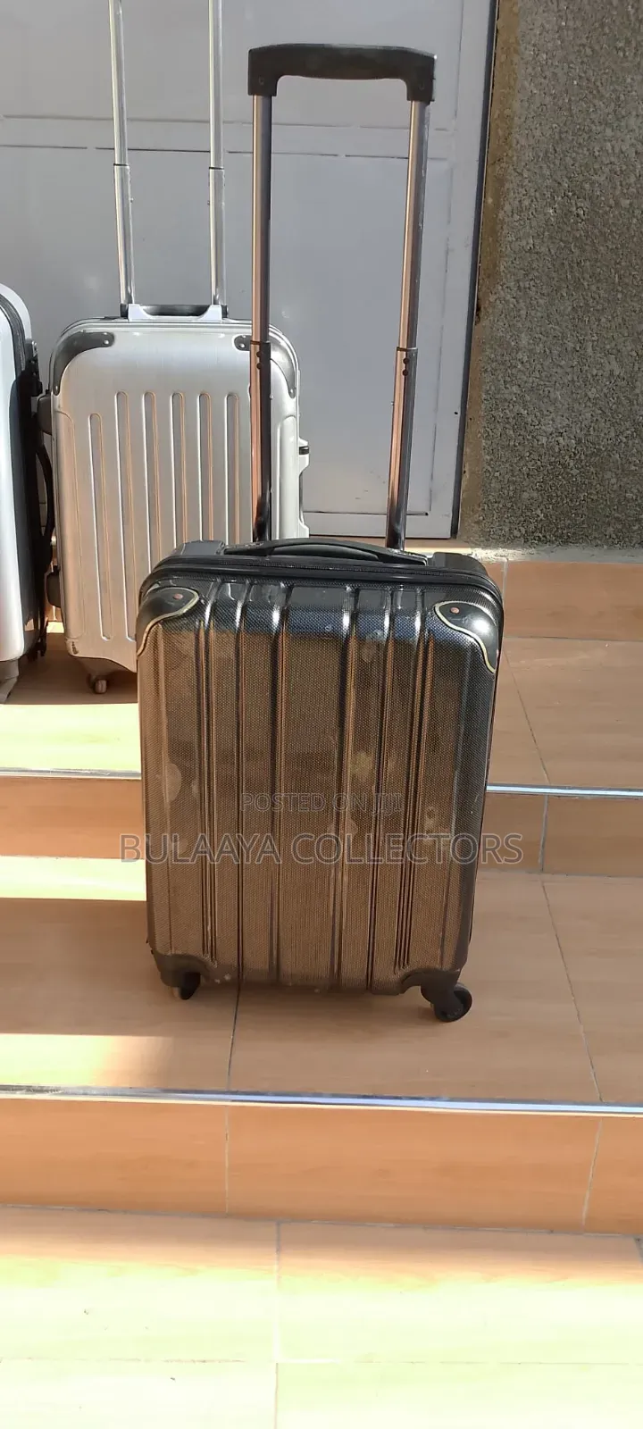 Japan Black, Hard-Shell Carry-on Suitcase With a Carbon Fiber Pattern