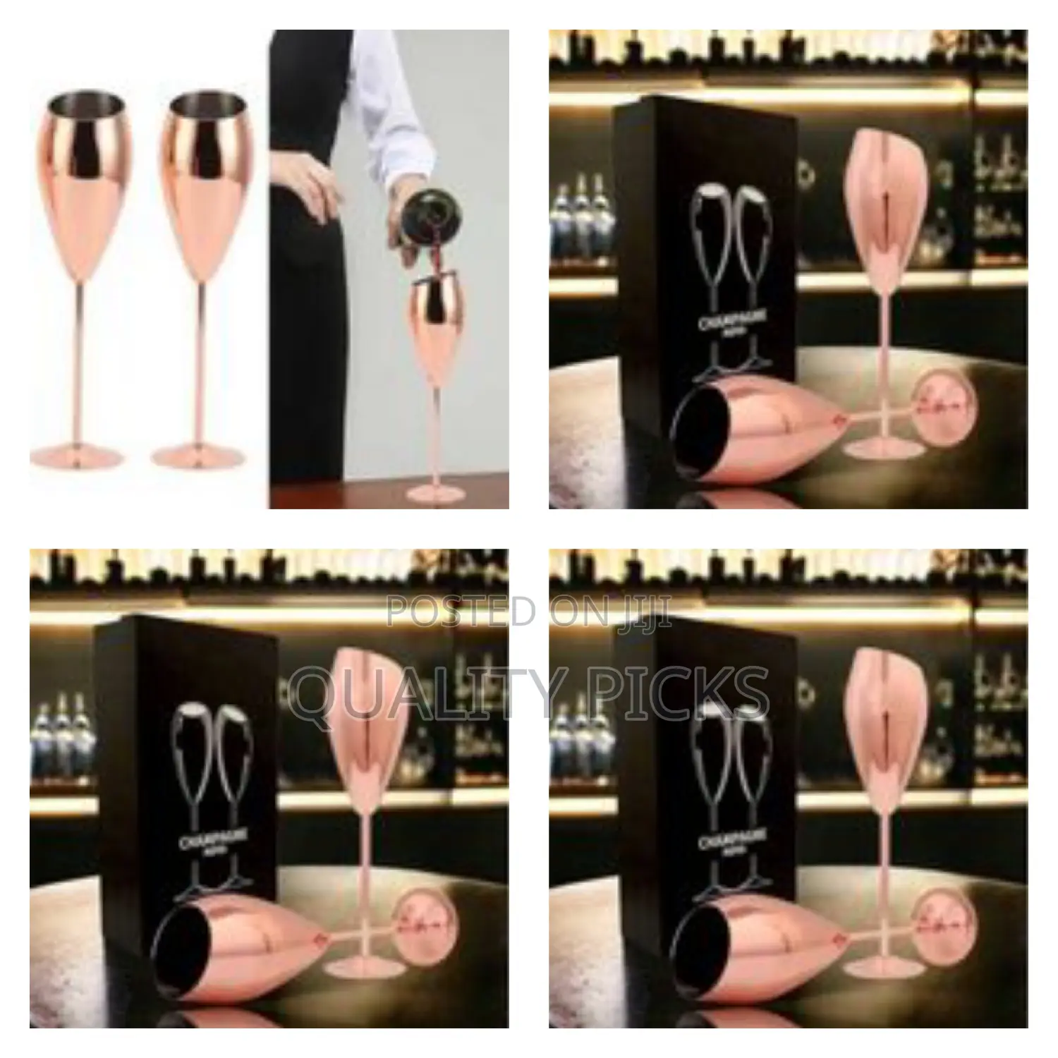 Elegant Stainless Steel Champagne Flutes