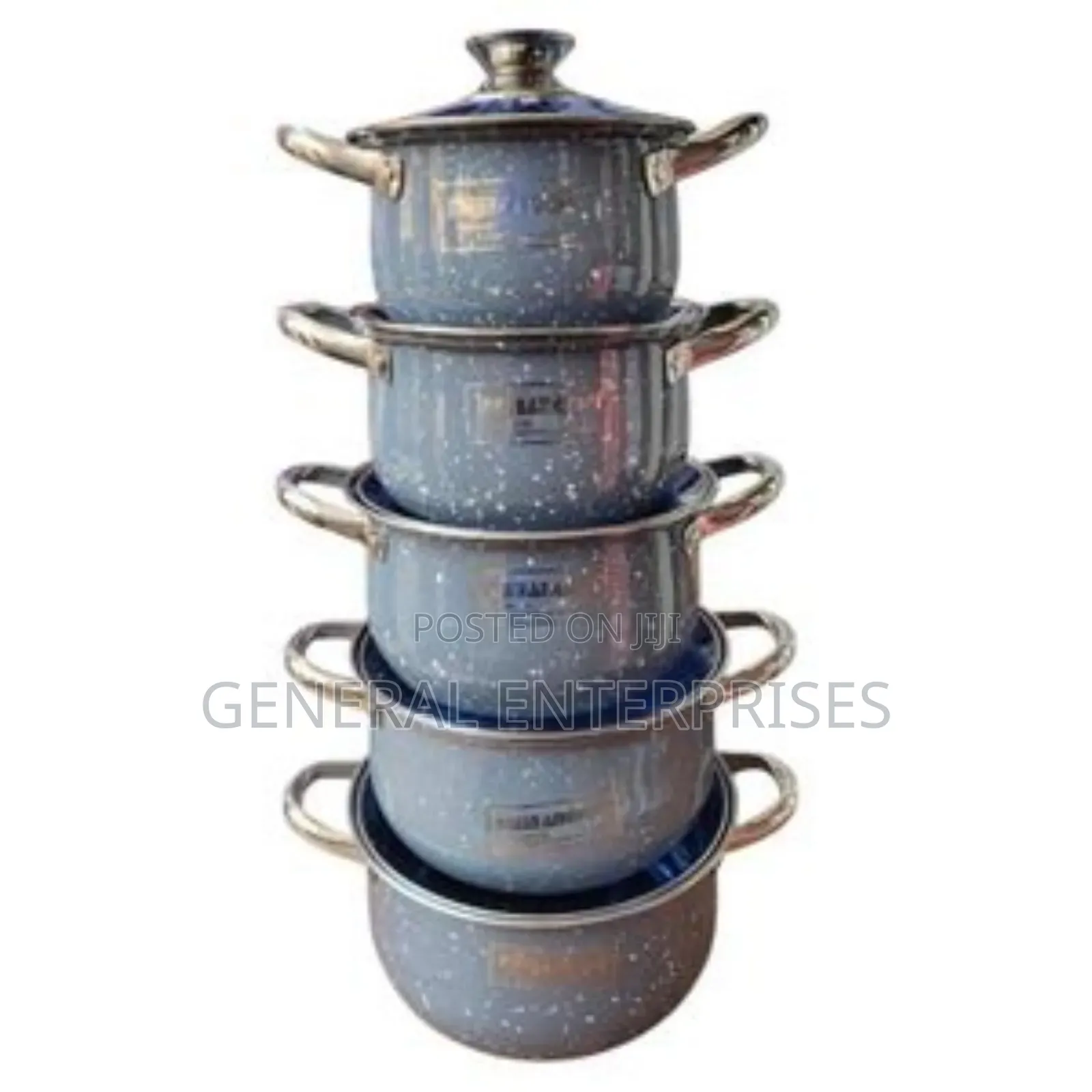 Set of 5 Stainless Steel Food Serving Dishes With Lids.