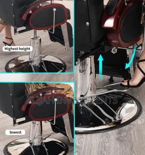 Black Barber Chair With Wooden Armrests