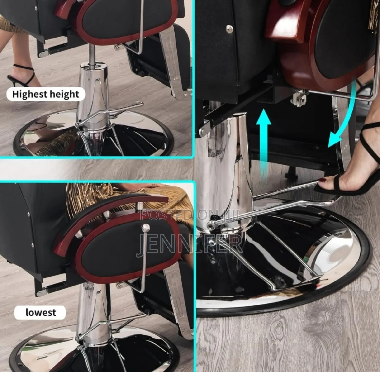 Black Barber Chair With Wooden Armrests