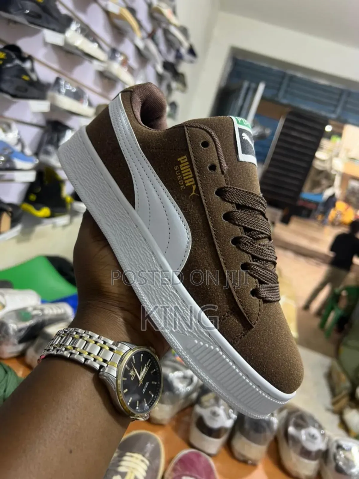 Puma Suede Xl Sneakers.Dark Green and Brown Suede.