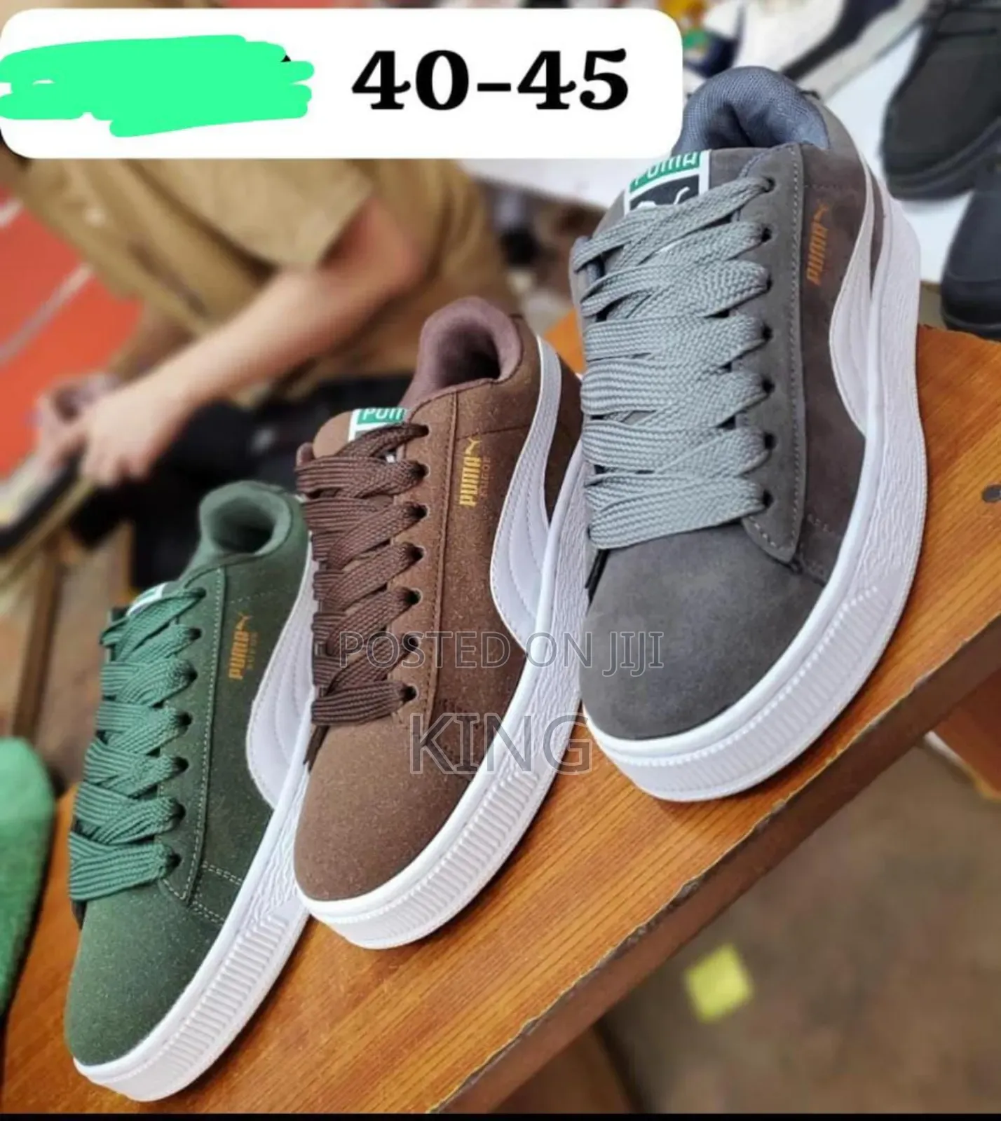 Puma Suede Xl Sneakers.Dark Green and Brown Suede.