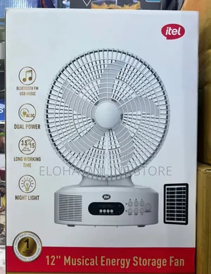 Itel 12" Musical Solar Rechargeable Fan