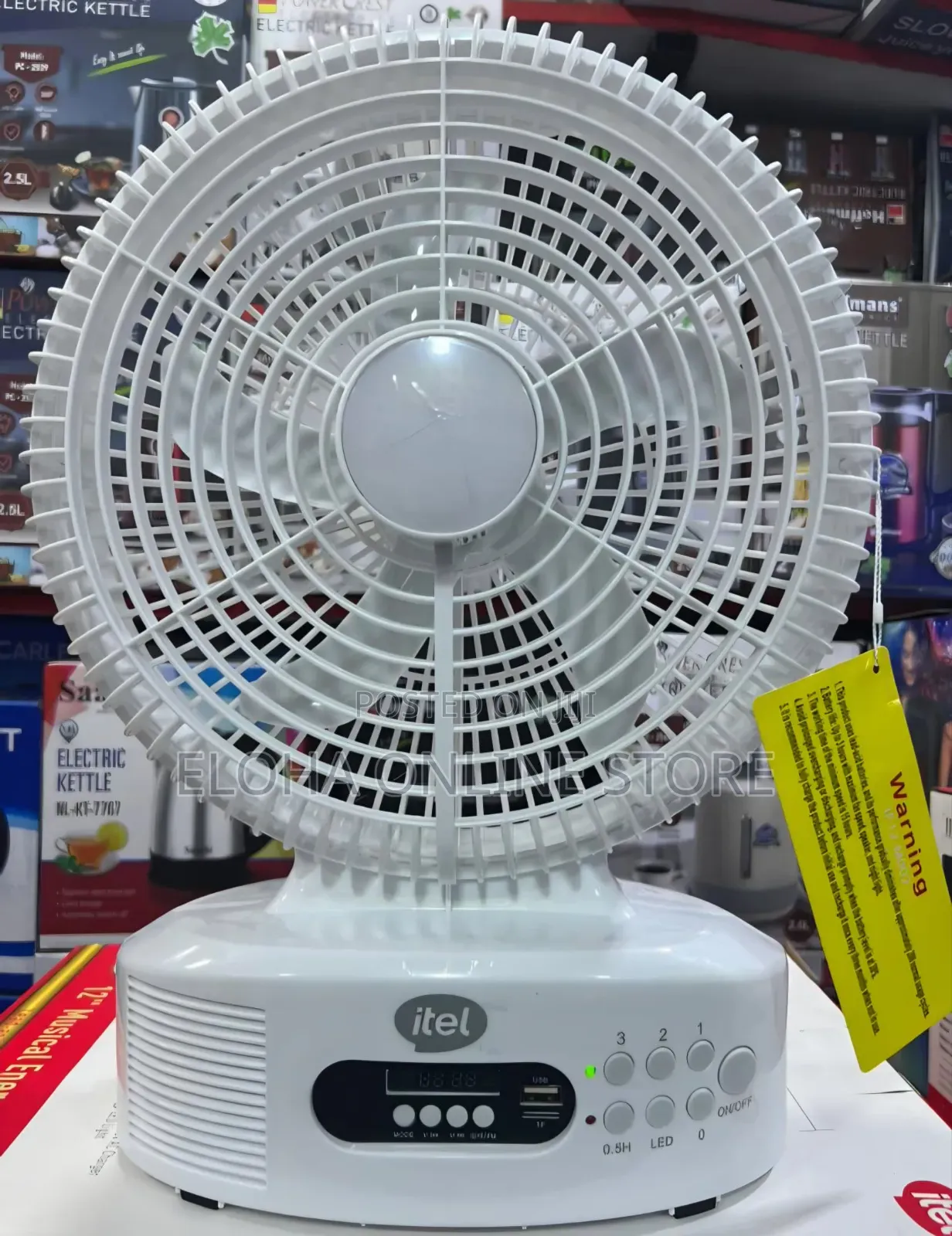Itel 12" Musical Solar Rechargeable Fan