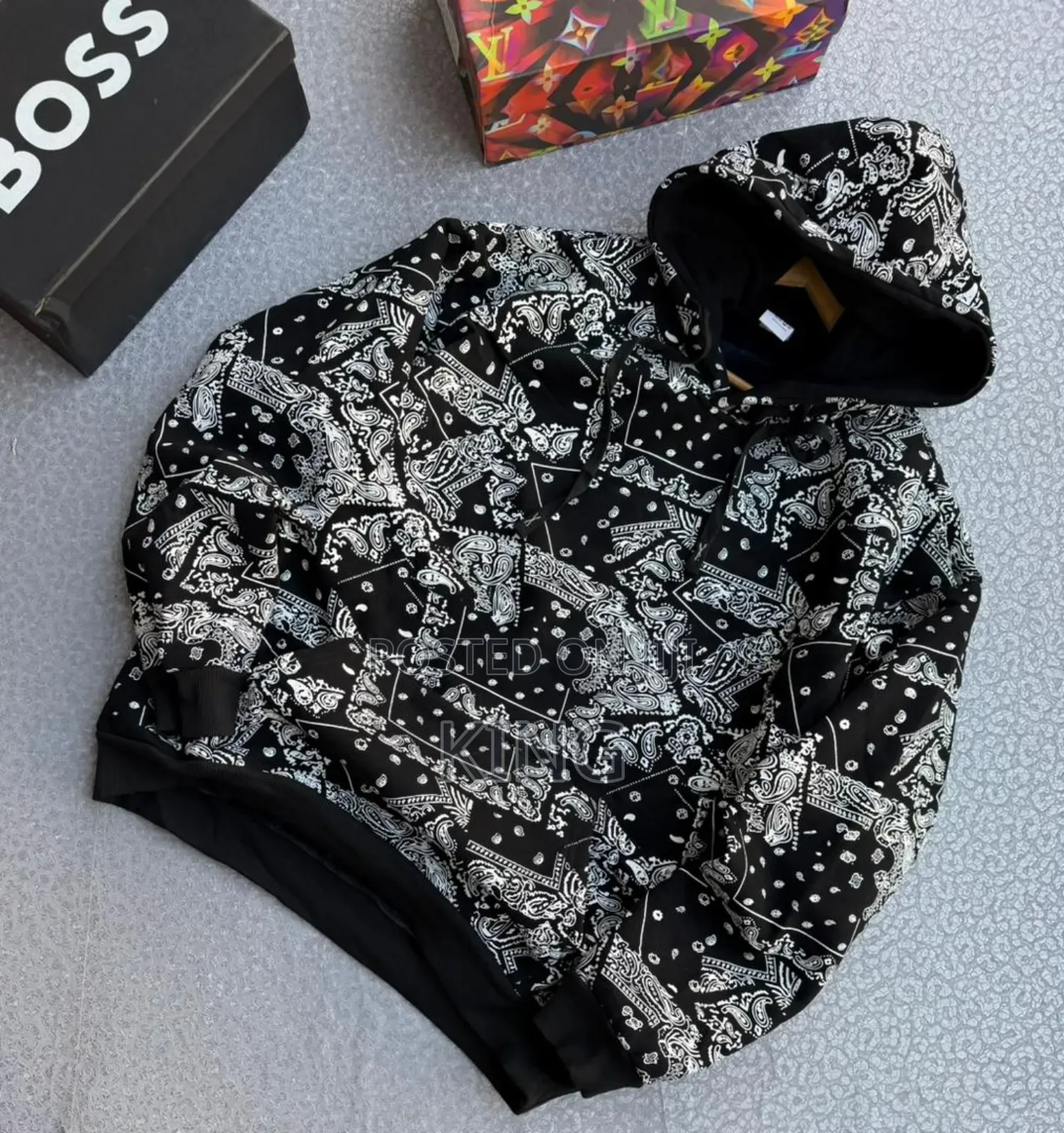 Black and White All-Over Print Hoodies