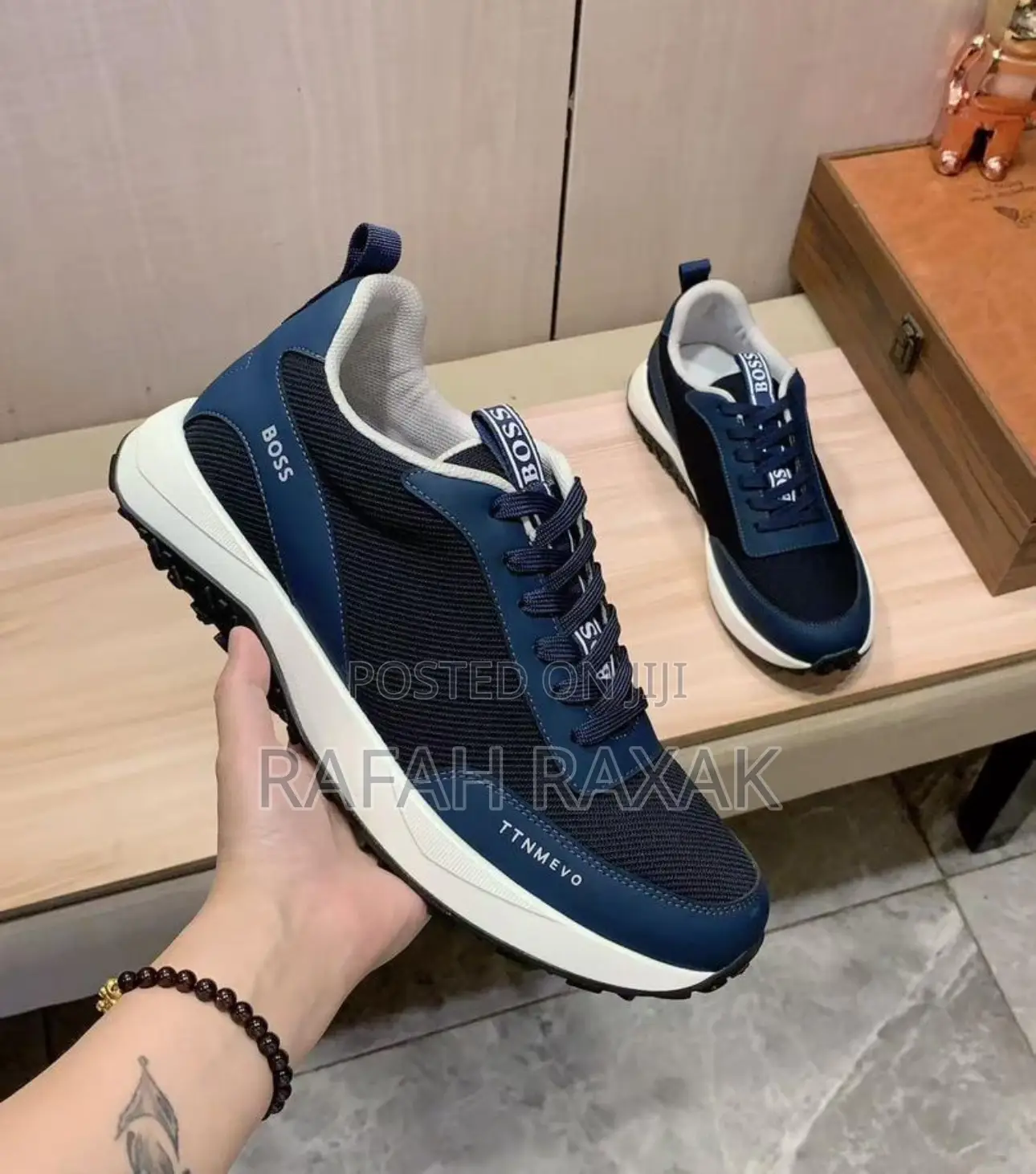 Original Classic Navy Blue Boss Men’S Mesh Sneakers