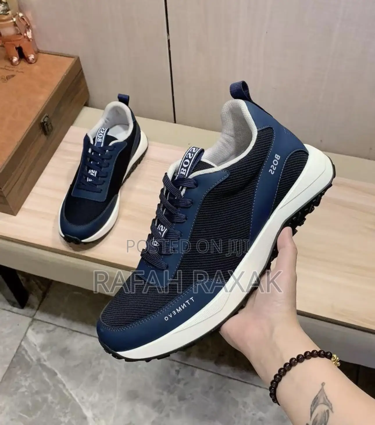 Original Classic Navy Blue Boss Men’S Mesh Sneakers