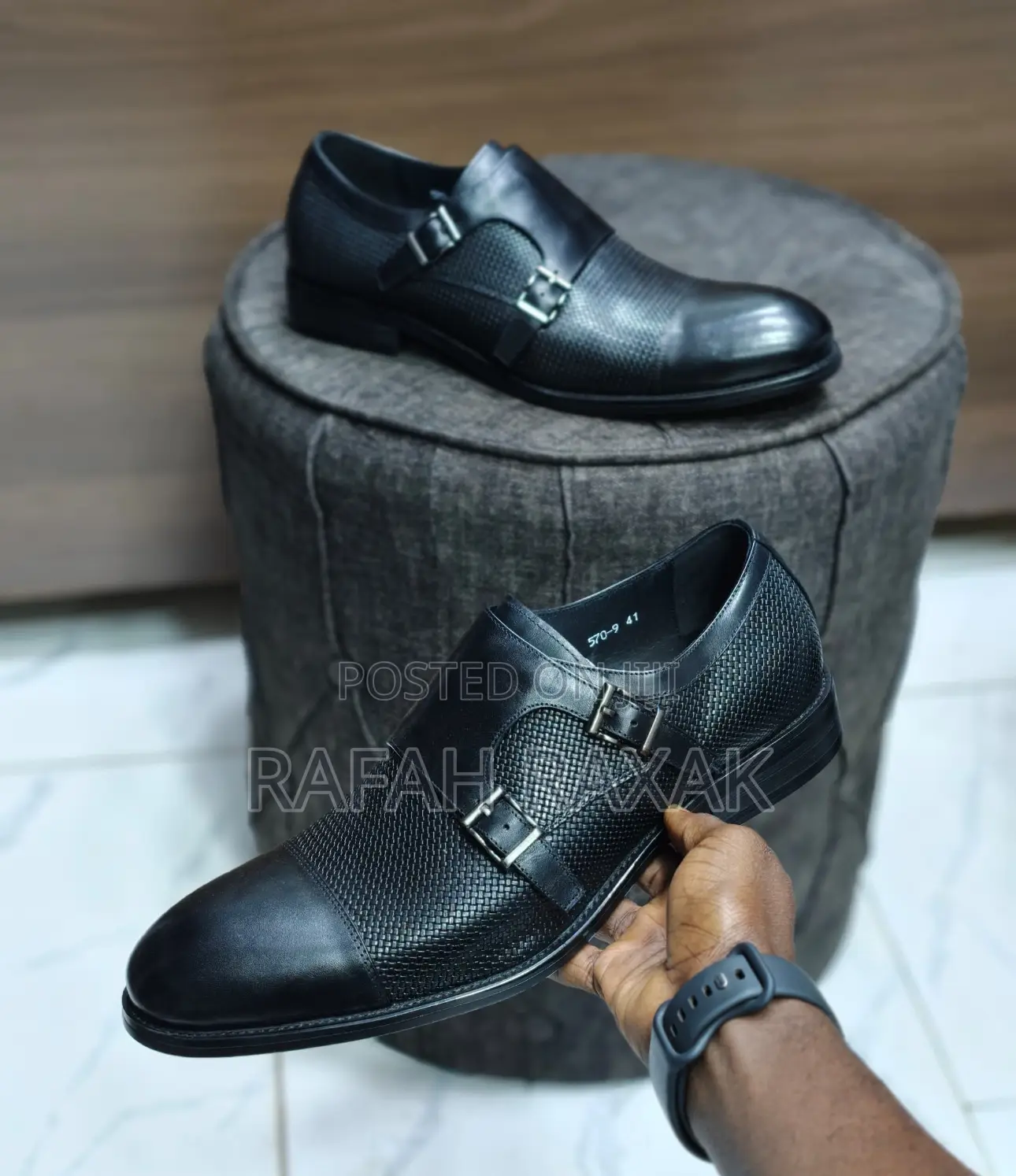 Men’S Black Franco Banetti Double Monk Strap Oxford Shoes