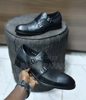 Men’S Black Franco Banetti Double Monk Strap Oxford Shoes
