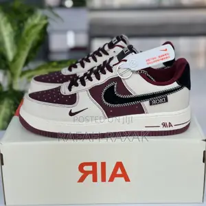 New Classic Maroon/Beige Nike Air Force 1 Low X Dior Sneakers