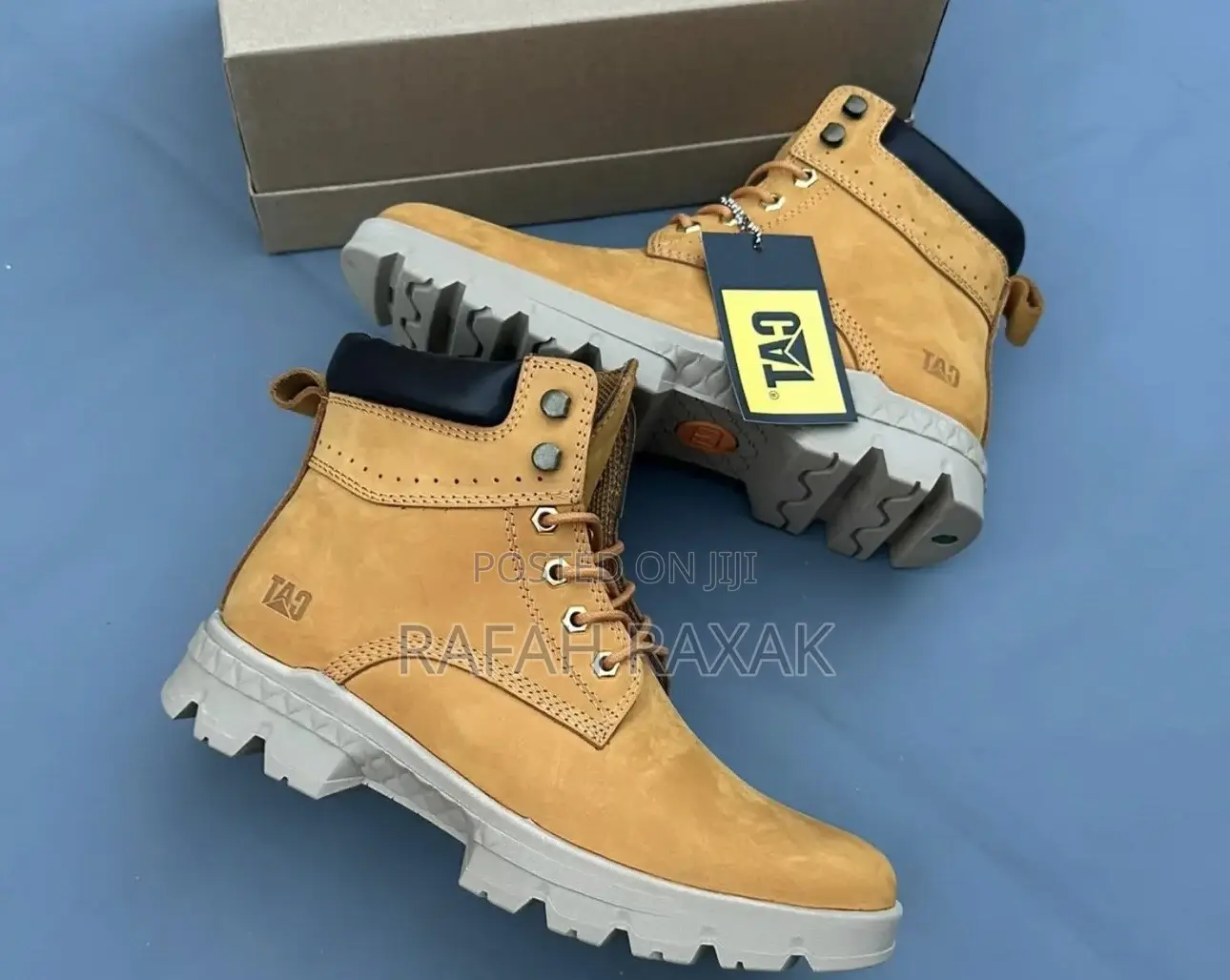 Original Men’S Yellow Caterpillar (Cat) Premium Leather Ankle Boots