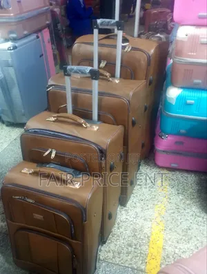 Pure Leather Original Suitcases. Full Set of 4pcs.( Brown)