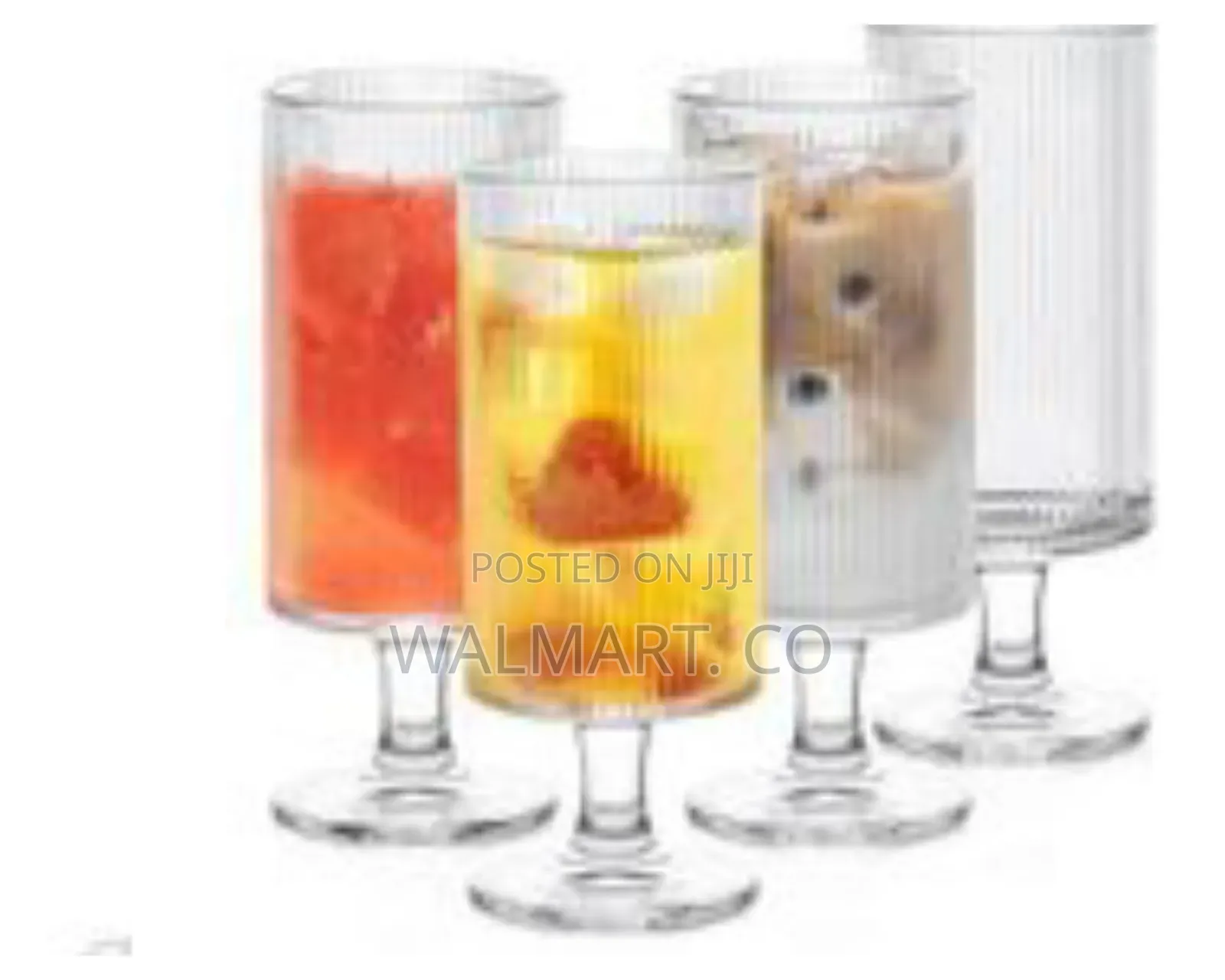 Set of 6 Fluted Stem Glasses Transparent