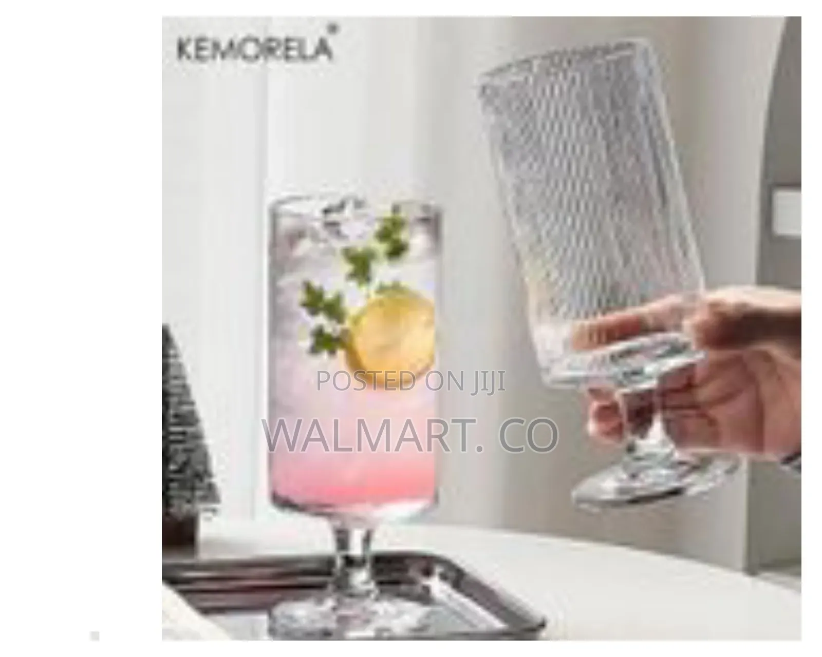 Set of 6 Fluted Stem Glasses Transparent
