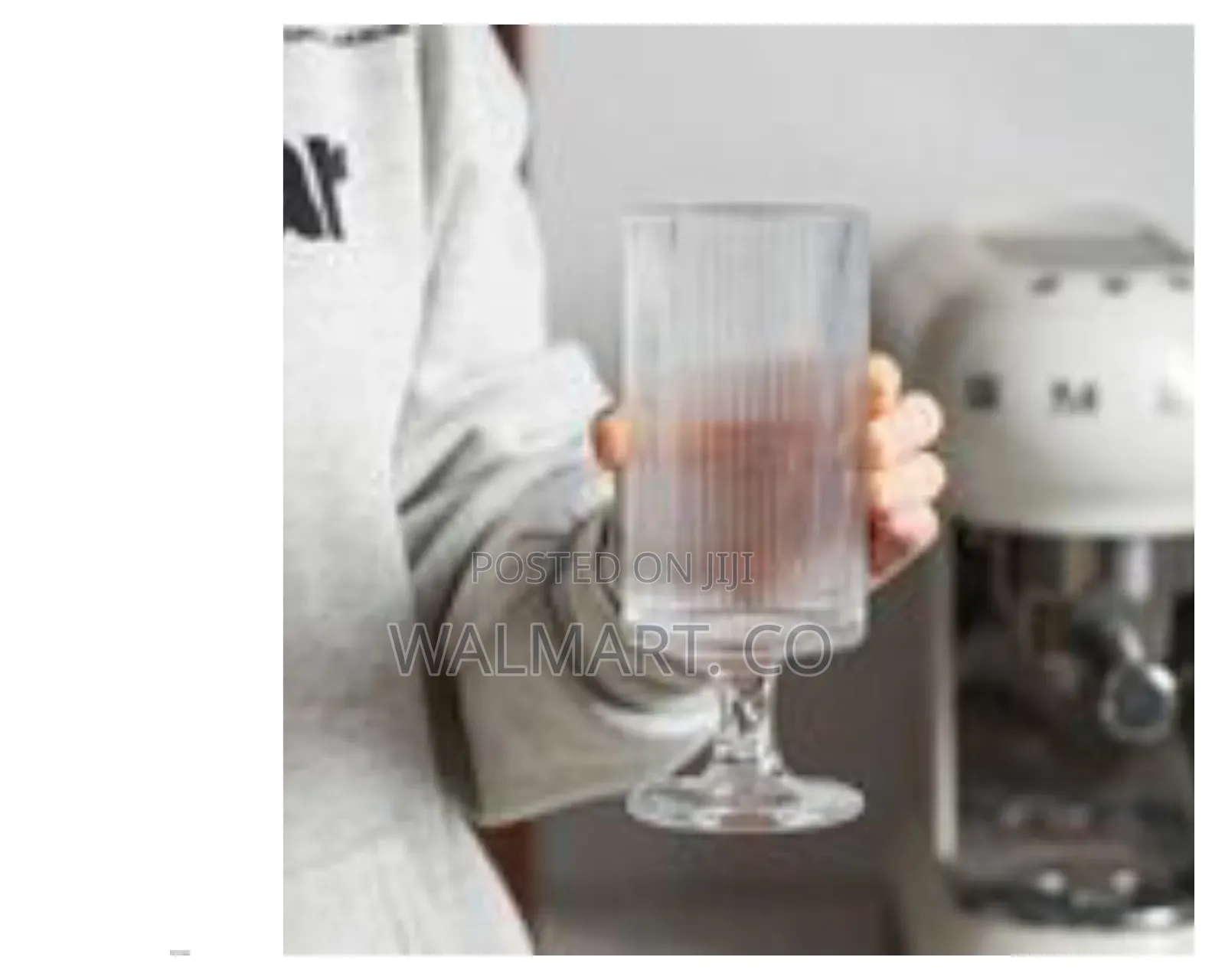 Set of 6 Fluted Stem Glasses Transparent