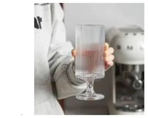 Set of 6 Fluted Stem Glasses Transparent