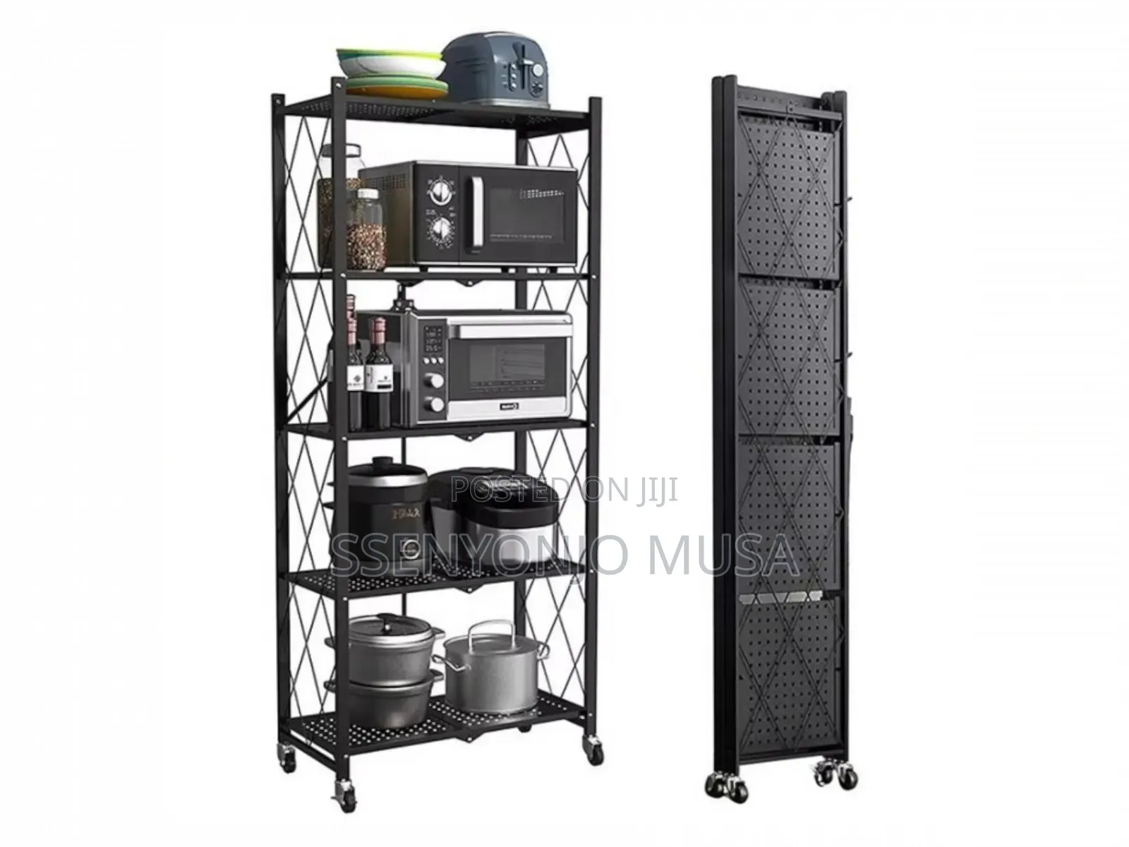 Homemiyn Folding Shelf With Wheels | 4/5 Levels, Heavyduty.