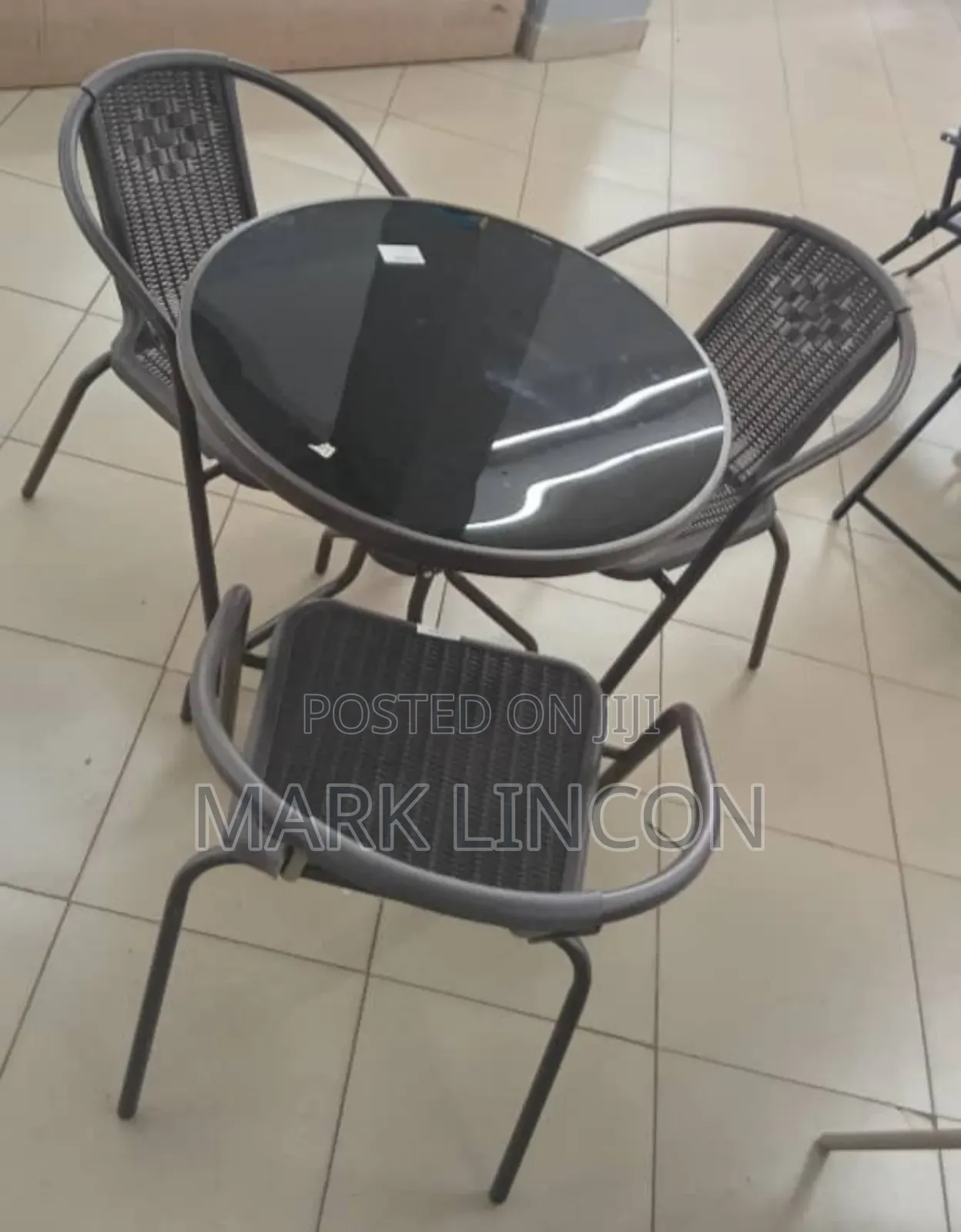 Black Metal Rattan Bistro Set