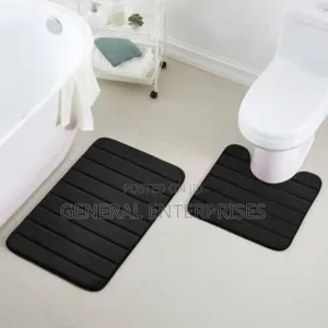 Black 2-Piece Memory Foam Bathroom Rug Set