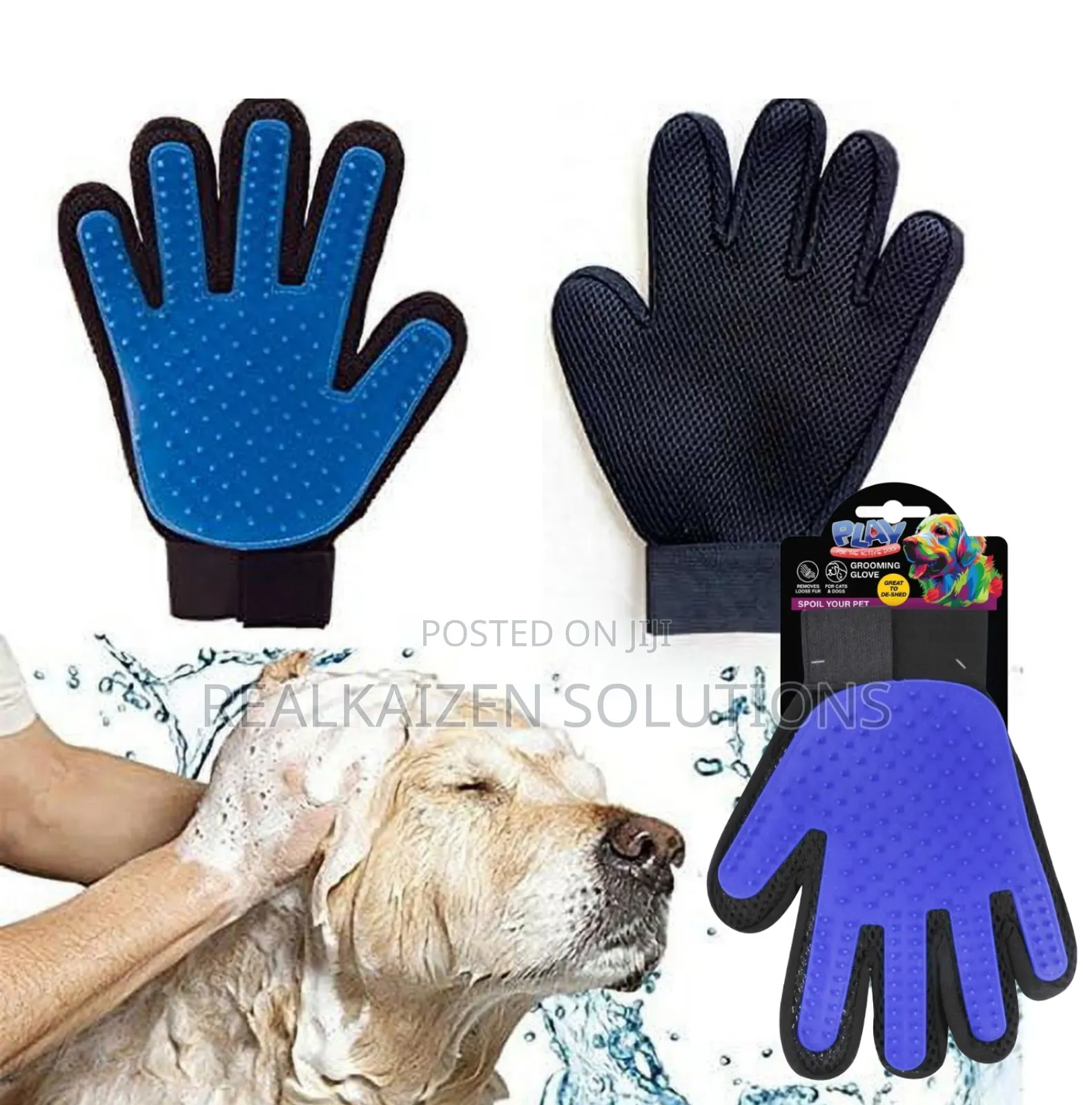 Play Premium Silicone Animal Pet Dog Wash Brush Cleaning Massage Glove