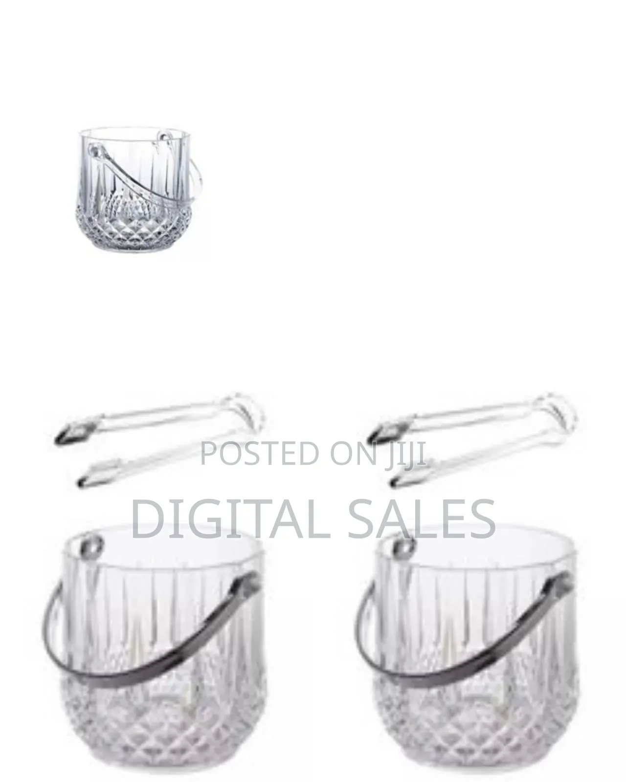 Ice Bucket With a Handle and Tongs.