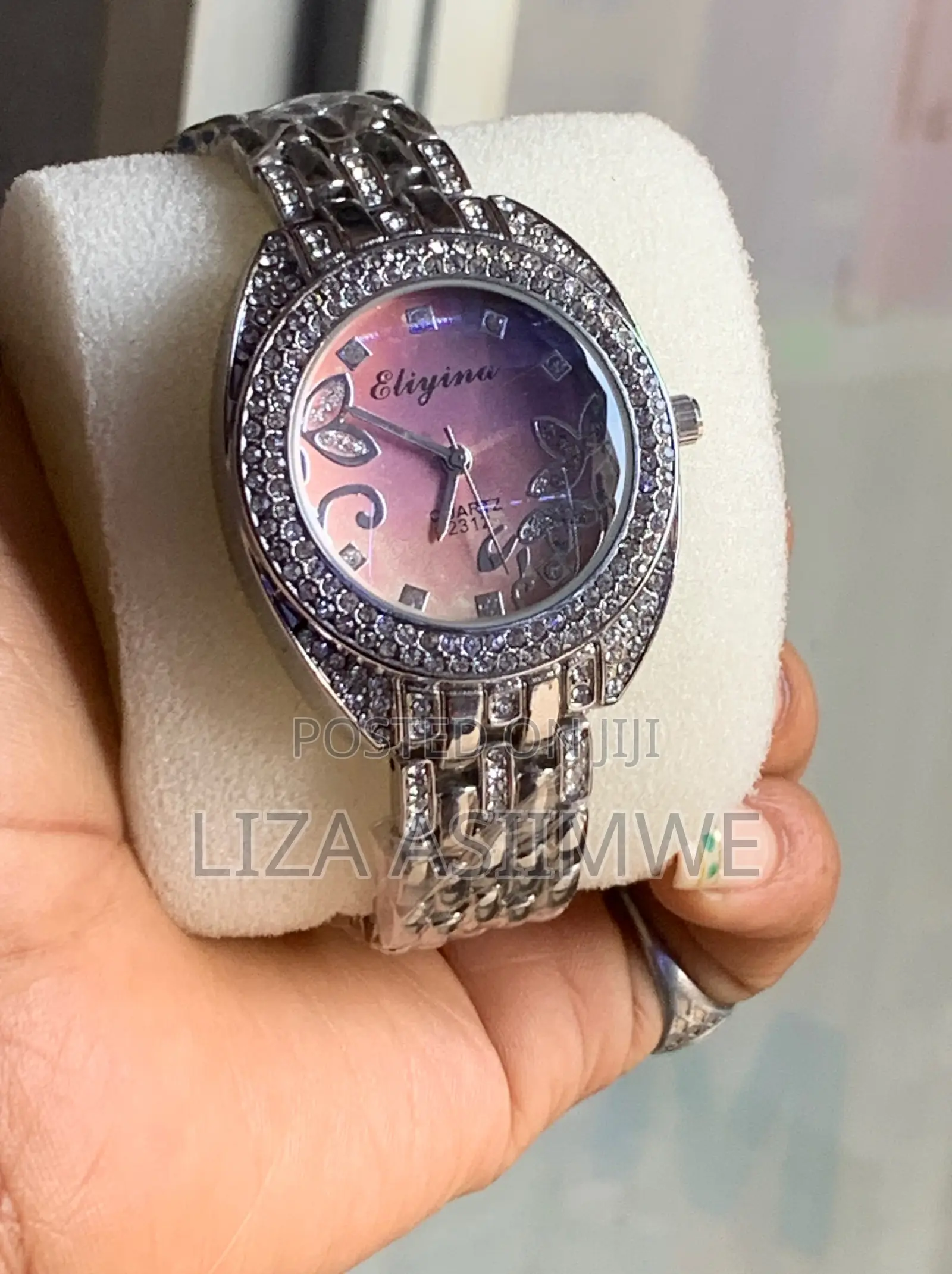 Eliyina 6835 Women's Silver Quartz Watch With Diamond Accents.