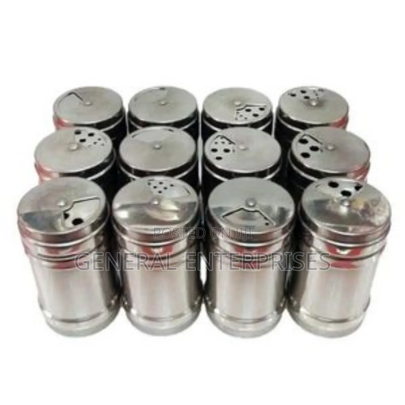 12 Set of Stainless Steel Spice Shakers.