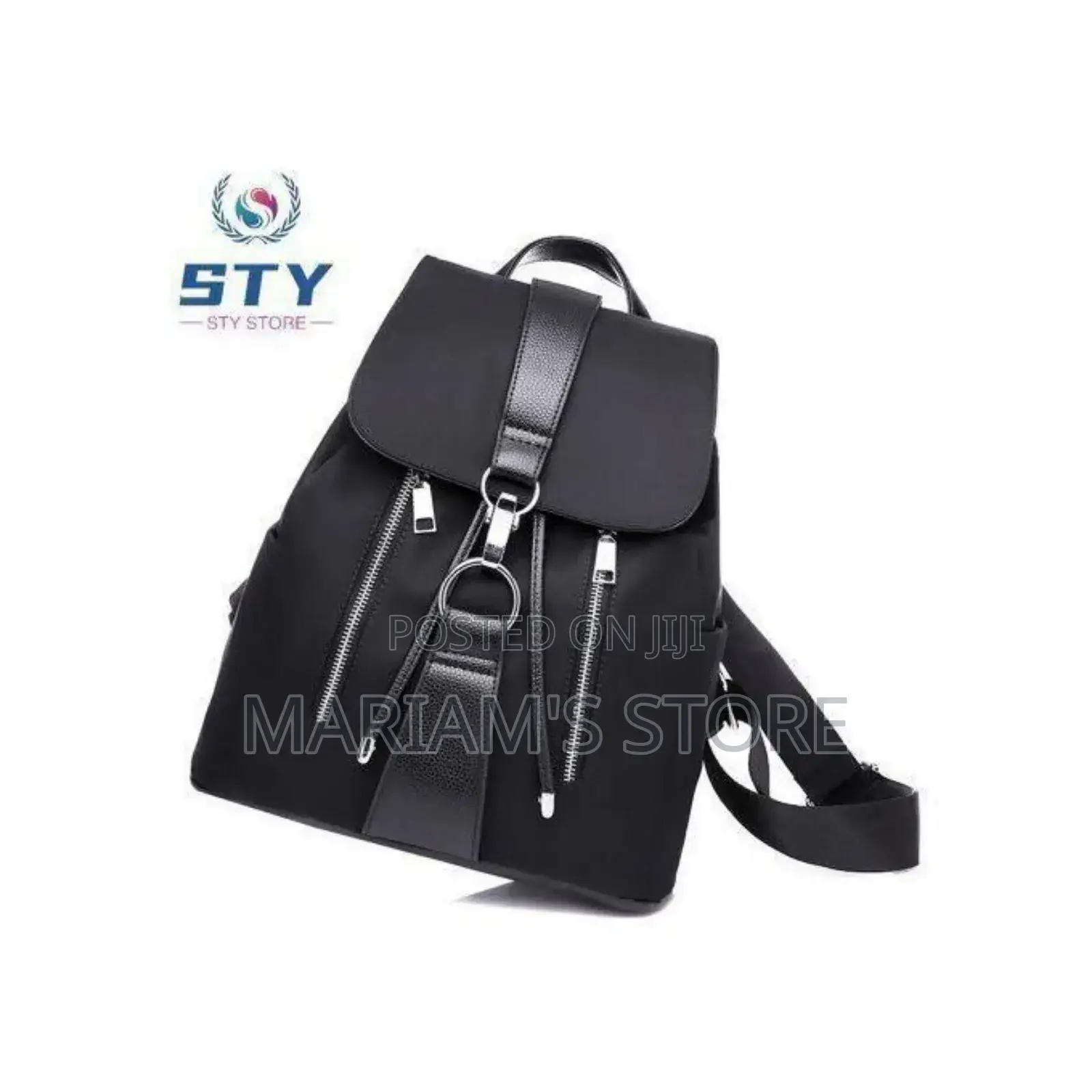 Ladies Backpack Bags Women Black Rucksack Oxford Cloth Bag - Black