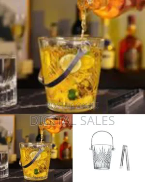 Elegant Glass Ice Bucket With Stainless Steel Tongs