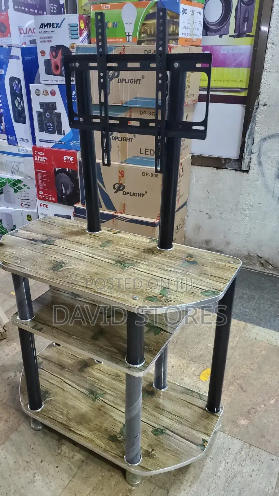 3-Step Wood Finish Tv Stand (32′′–50′′) With Home Theater Space