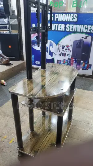 3-Step Wood Finish Tv Stand (32′′–50′′) With Home Theater Space