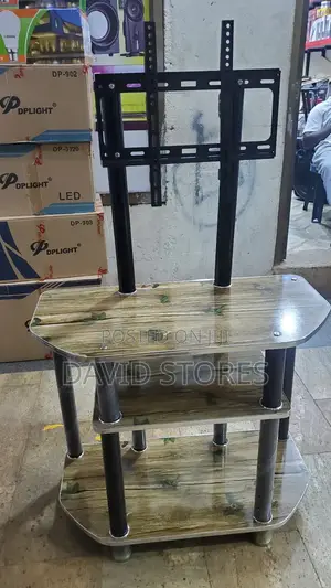 3-Step Wood Finish Tv Stand (32′′–50′′) With Home Theater Space