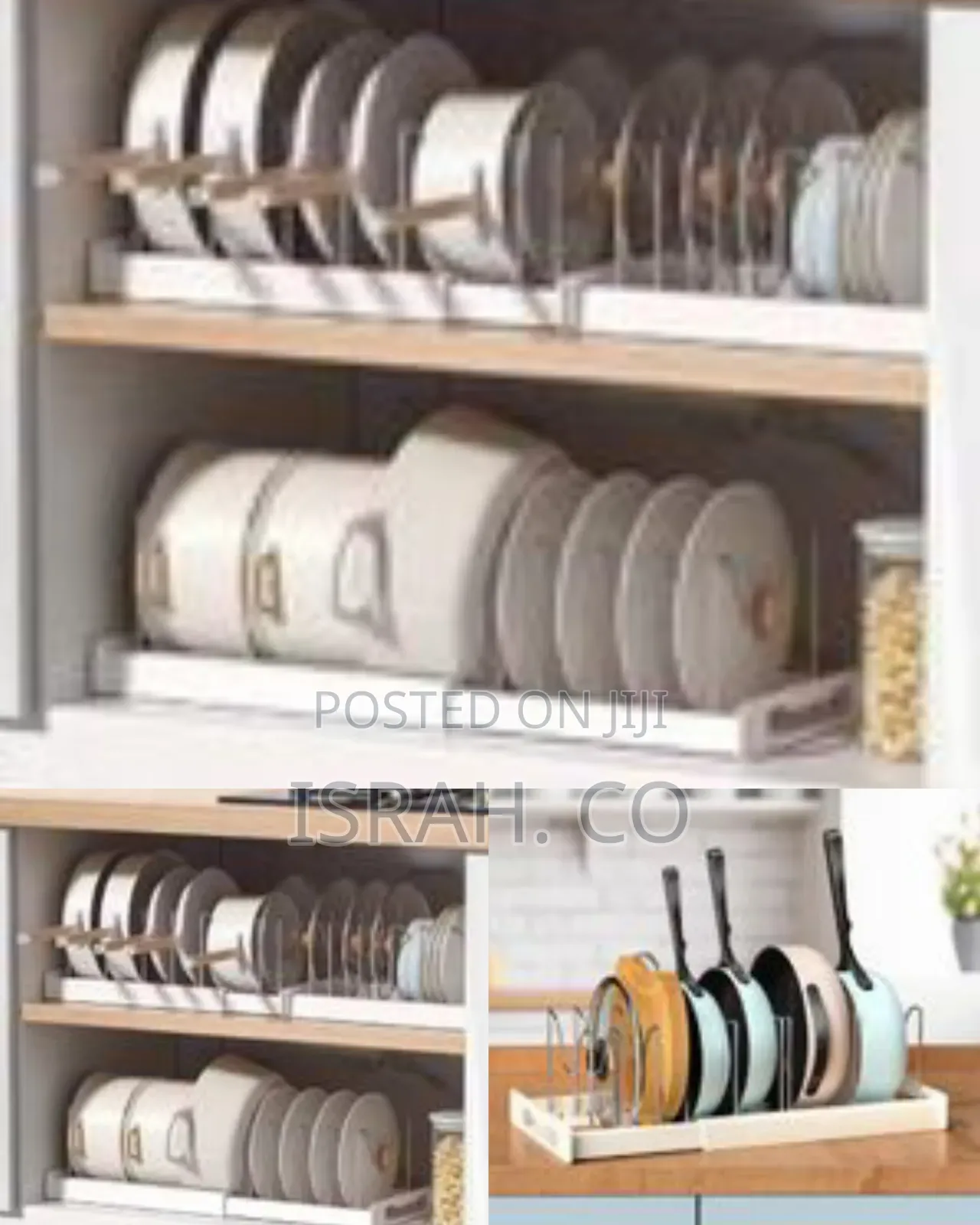Adjustable Pot, Pan, And Lid Organizer Rack