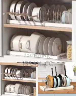 Adjustable Pot, Pan, And Lid Organizer Rack