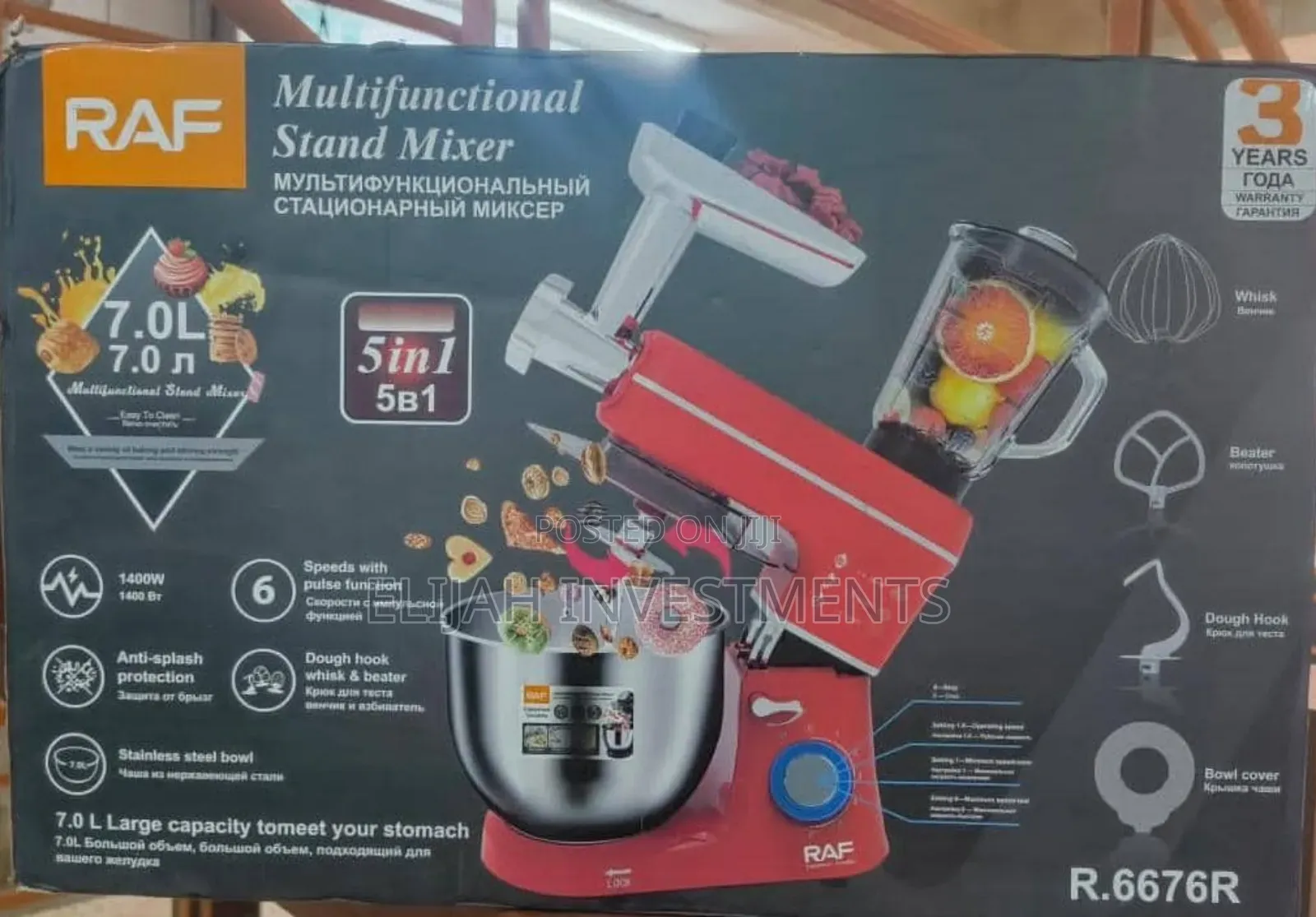 Raf R.6676r 5-in-1 Multifunctional Stand Mixer.