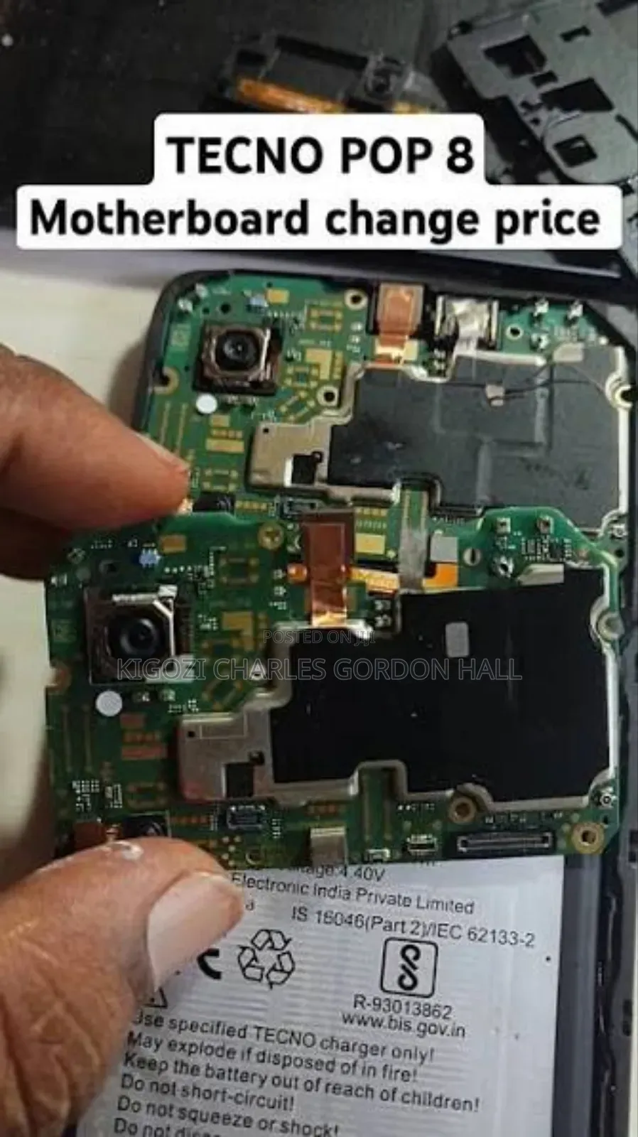 Tecno Pop 8 Original Motherboard 64gb Ram and 4gb Rom