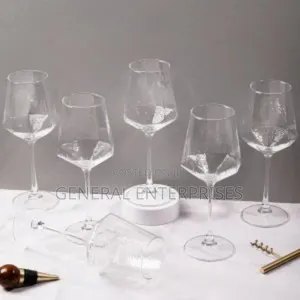 6pcs Set of Hexagon-Shaped Crystal Wine Glasses.