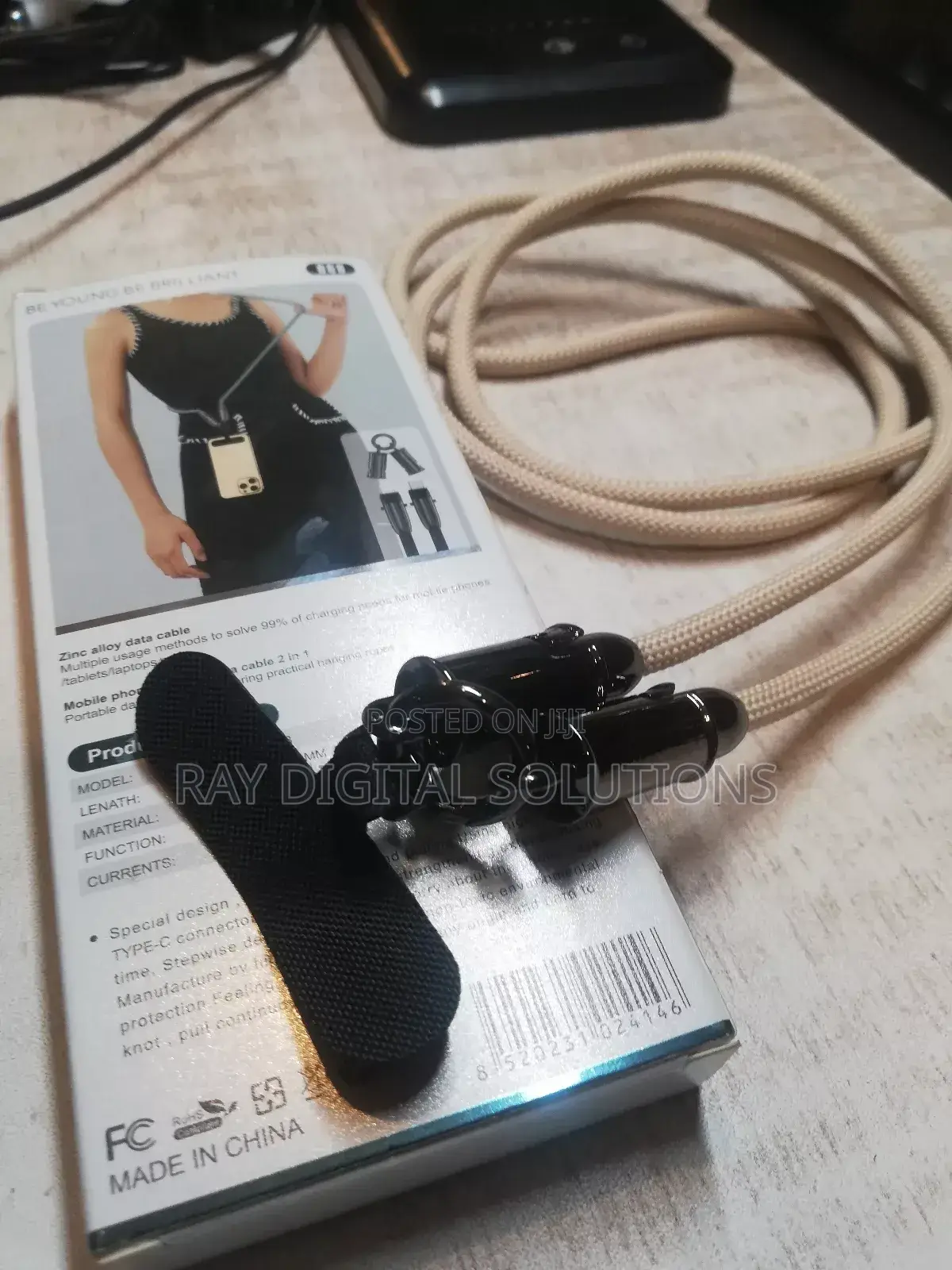 Braided Lanyard 2 in 1 With Pd27w Double C60w Fast Charging Data Cable