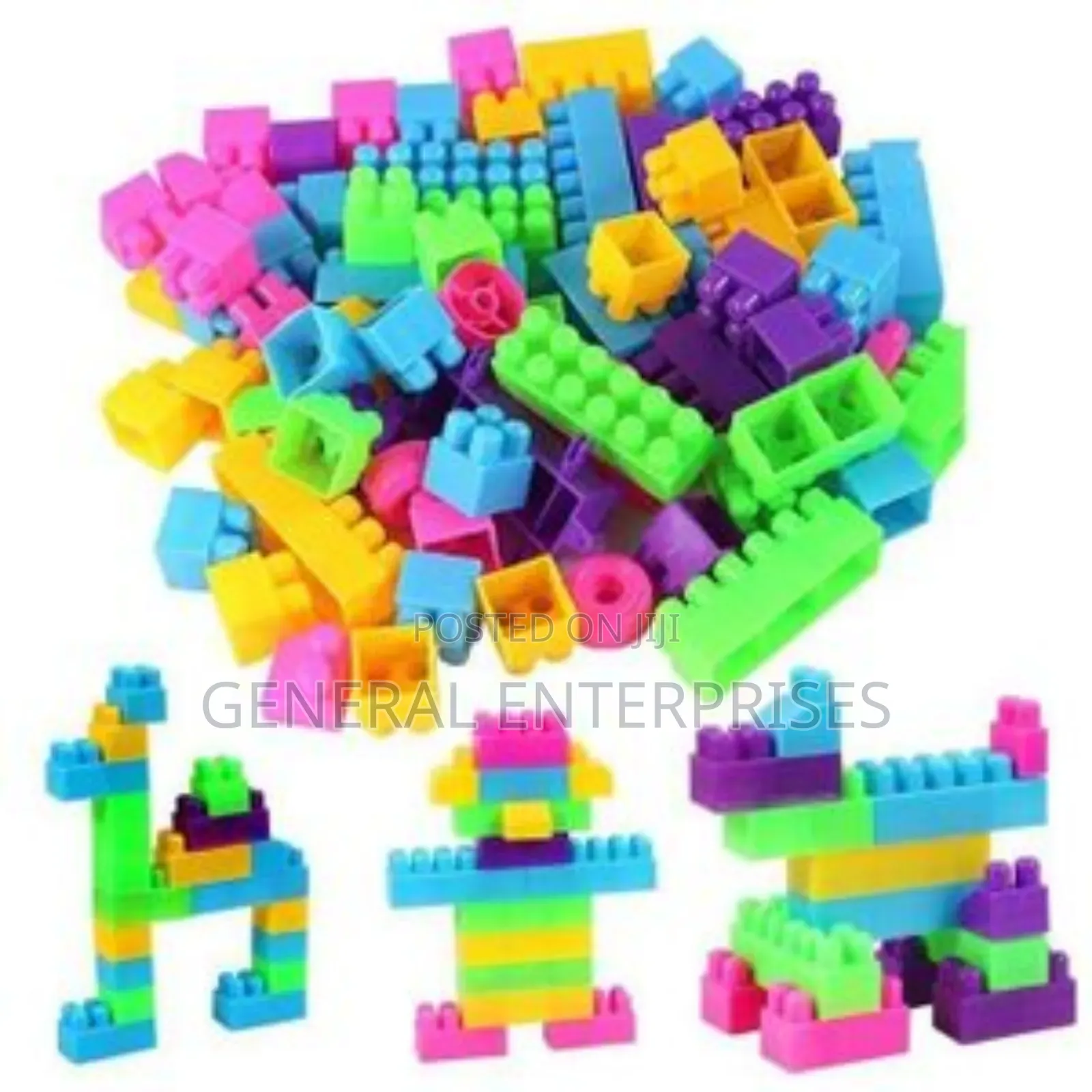 Set of Multi-Color Plastic Building Blocks.