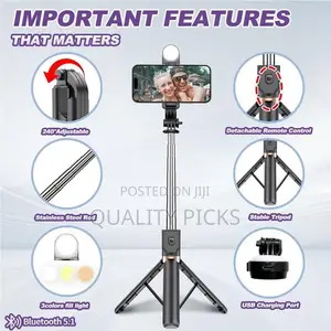 Plokama Live Led 4-in-1 Selfie Stick Wireless Tripod
