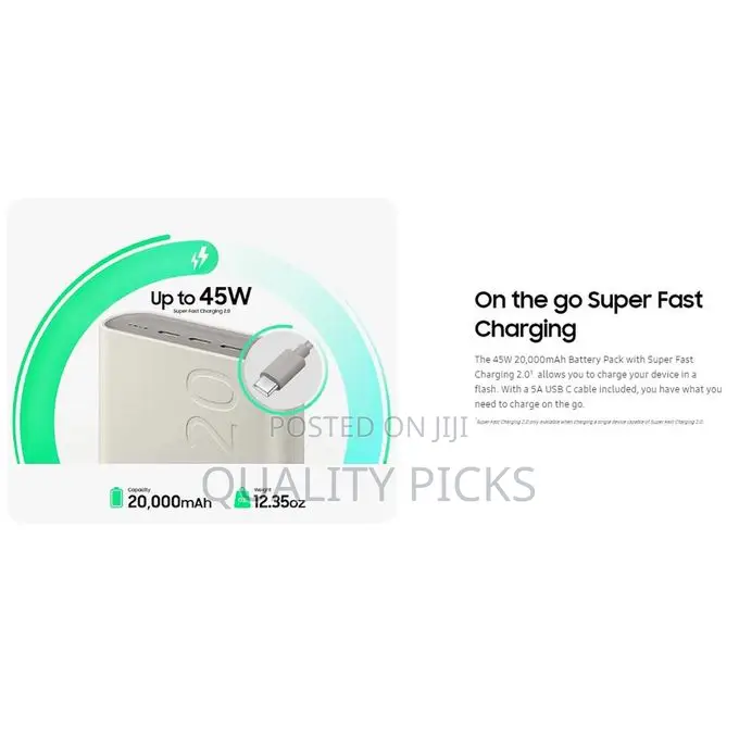 20,000 Mah Usb C 45w Pd Superfast Charging Power Bank