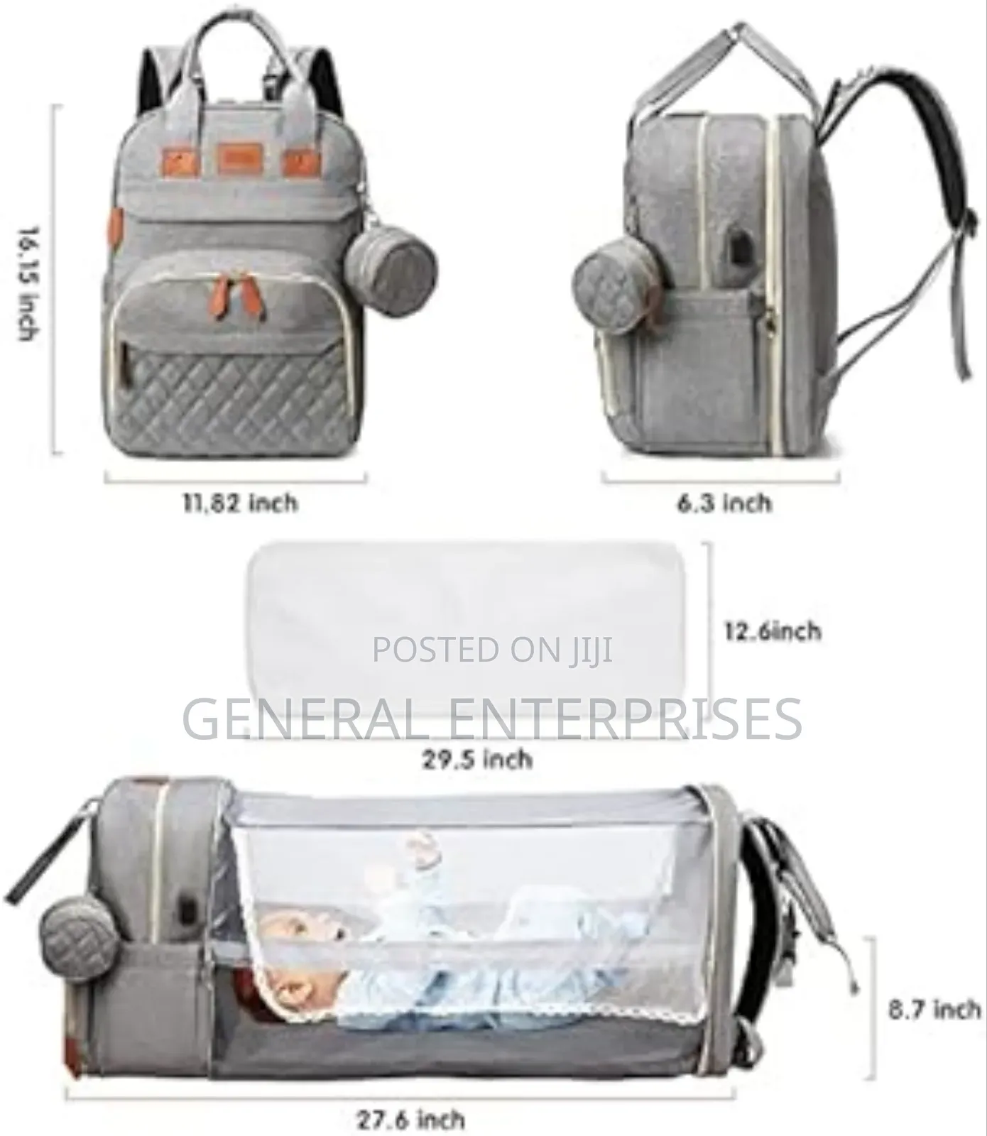 Multifunctional Baby Diaper Bag Backpack With an Travel Bassinet.