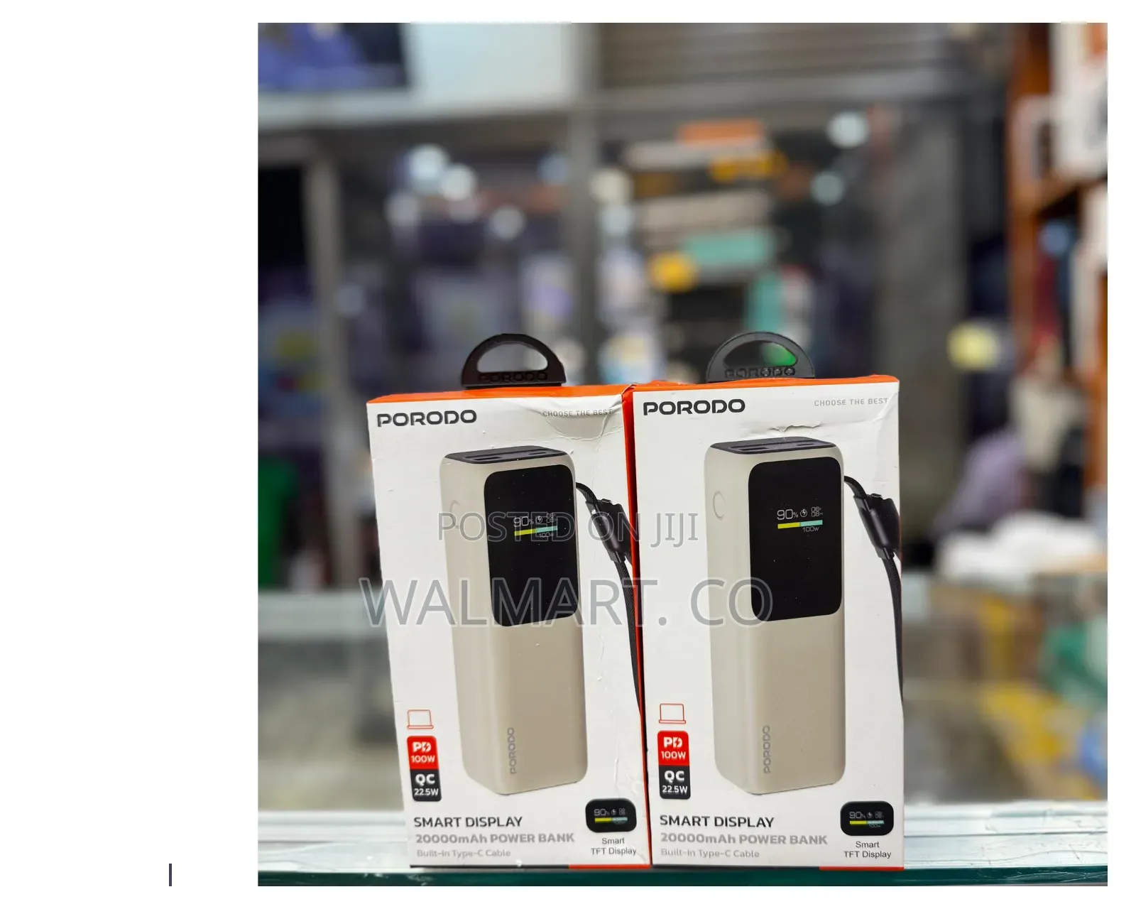 Porodo Smart Display 20000mah Powerbank With Built in Type C Cable
