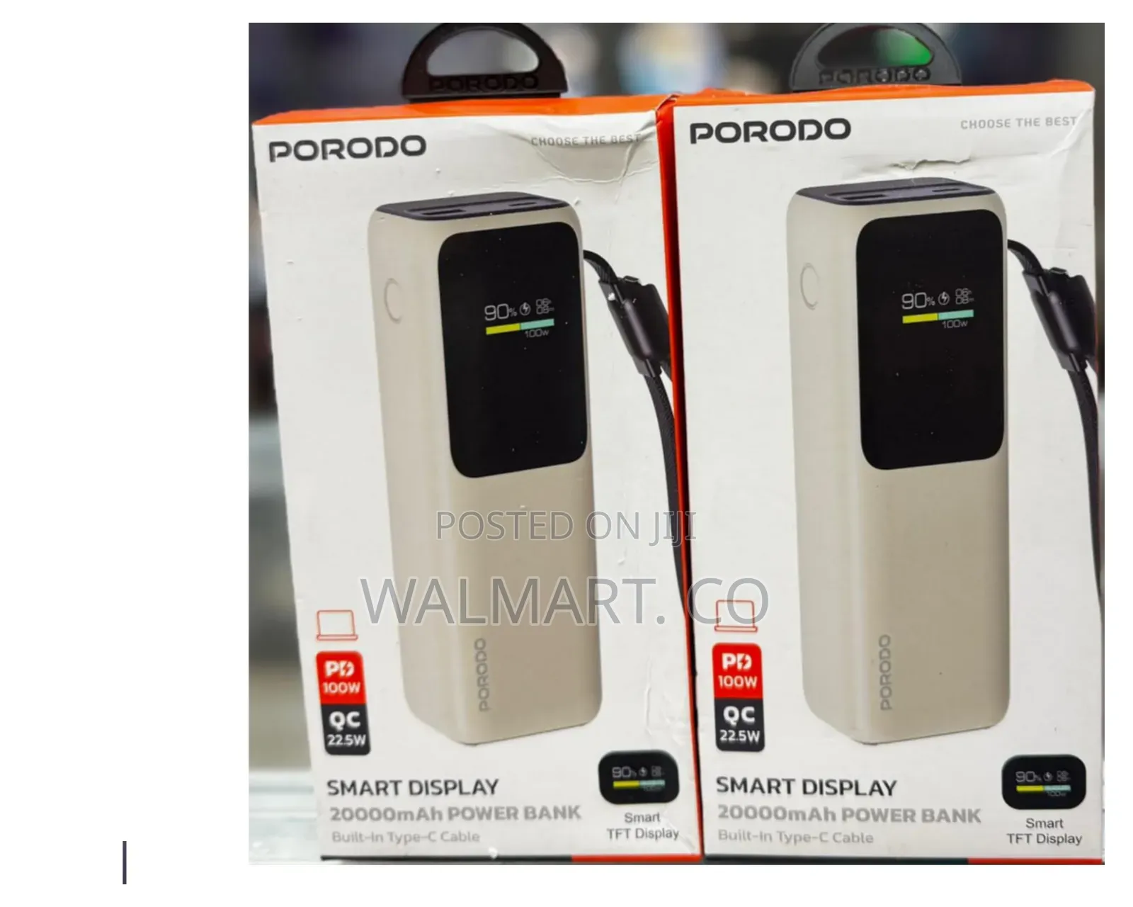 Porodo Smart Display 20000mah Powerbank With Built in Type C Cable