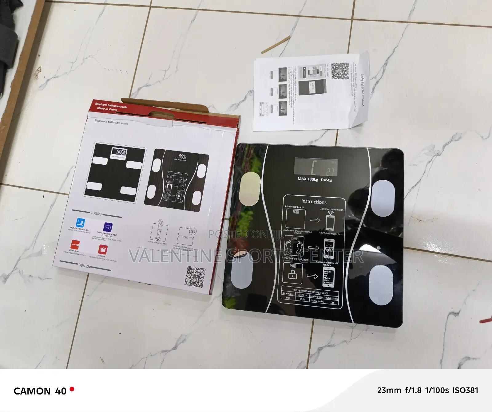 Bluetooth Bathroom Scale Max=180 Kg D=50g Original Material