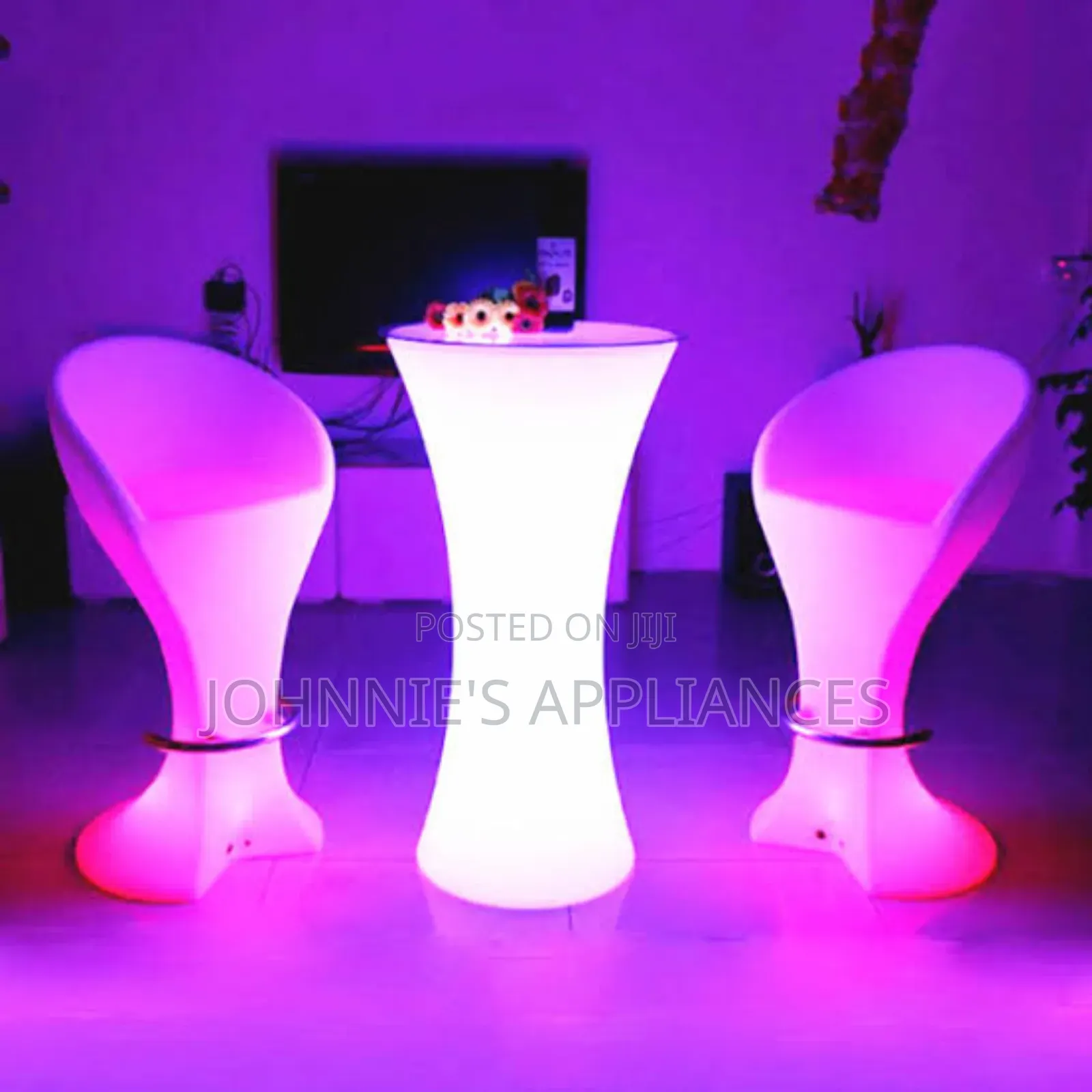 Led Glow Cocktail Table With Illuminated Bar Chairs – Rgb Color-change